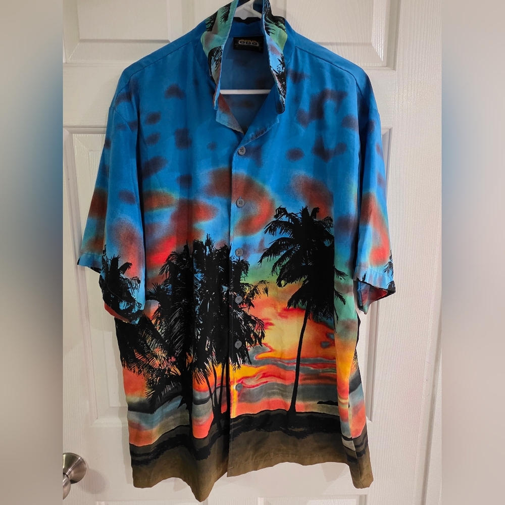 ODO Blue and Orange Casual Button Down Shirt
